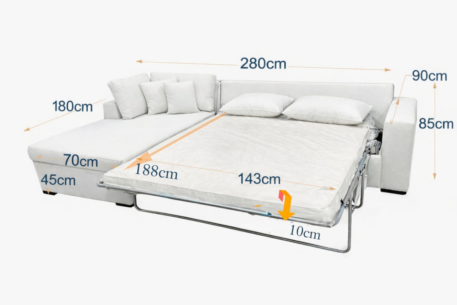 Roses | L-Shape 6-Seater 2-Fold Sofa Bed (Belgian Mechanism)