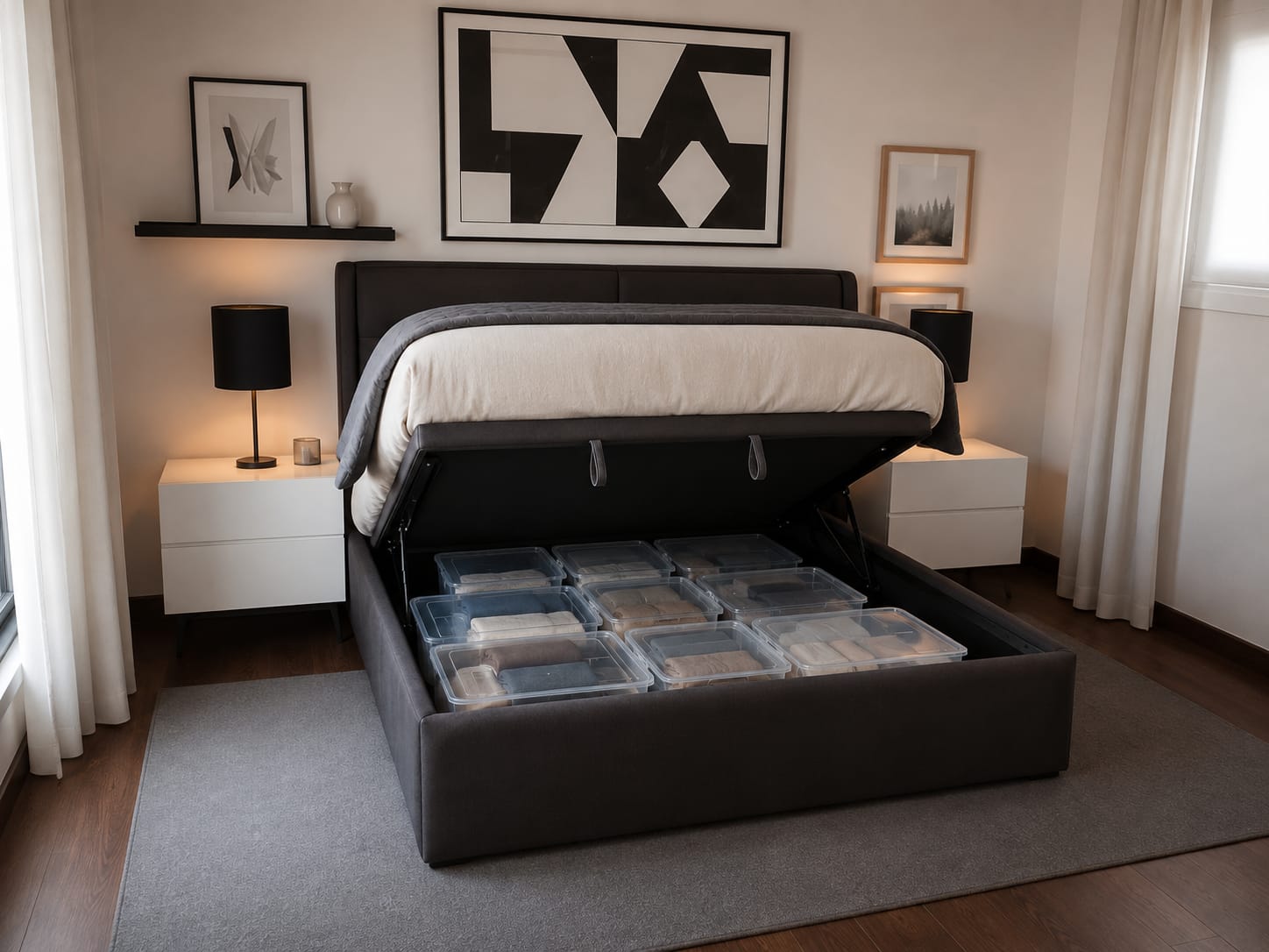 Modern Upholstered Master Bed |  Hydraulic Storage | MAS SofaBed