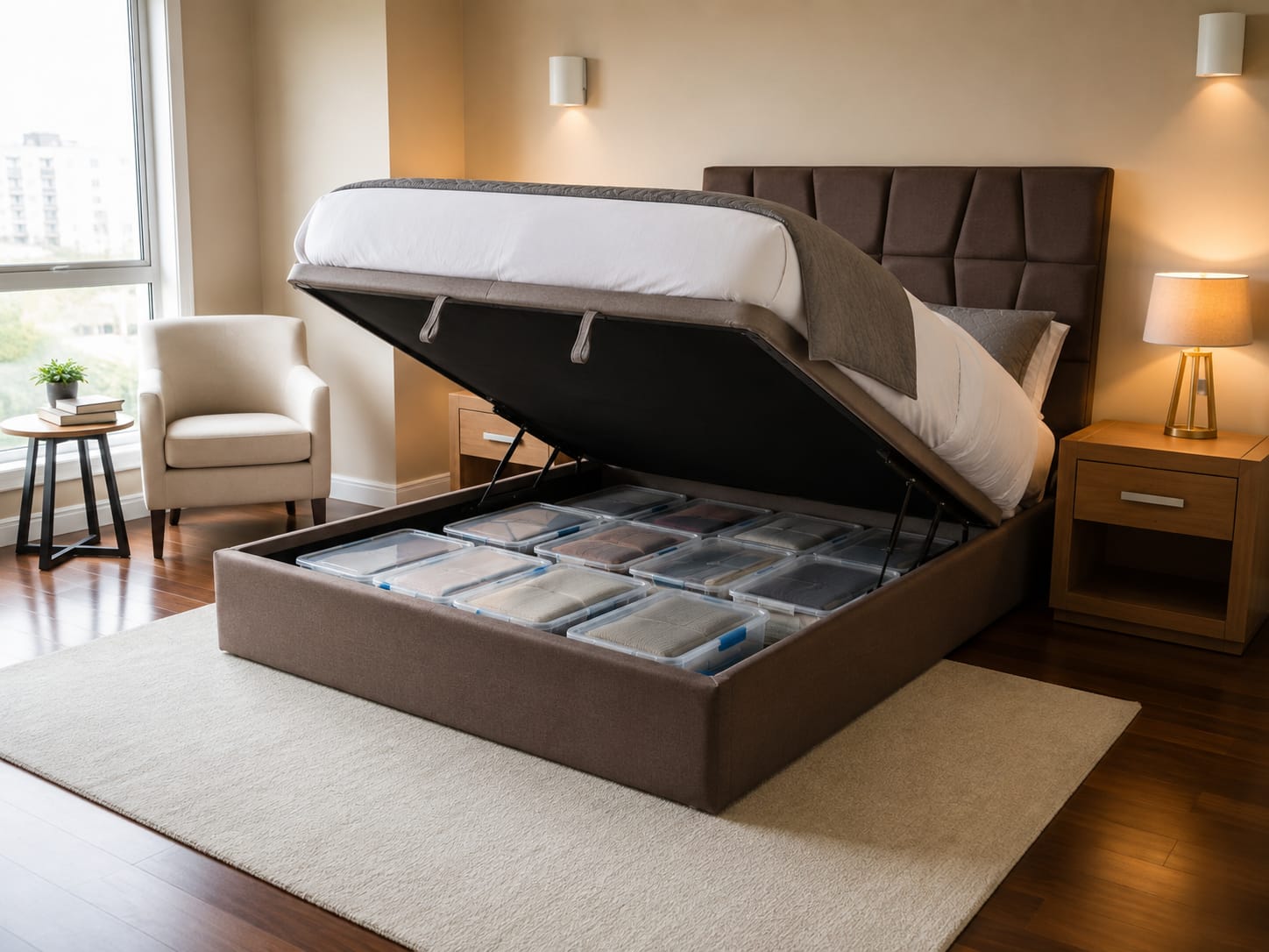 Luxury Wingback Master Bed | Hydraulic Storage | MAS SofaBed