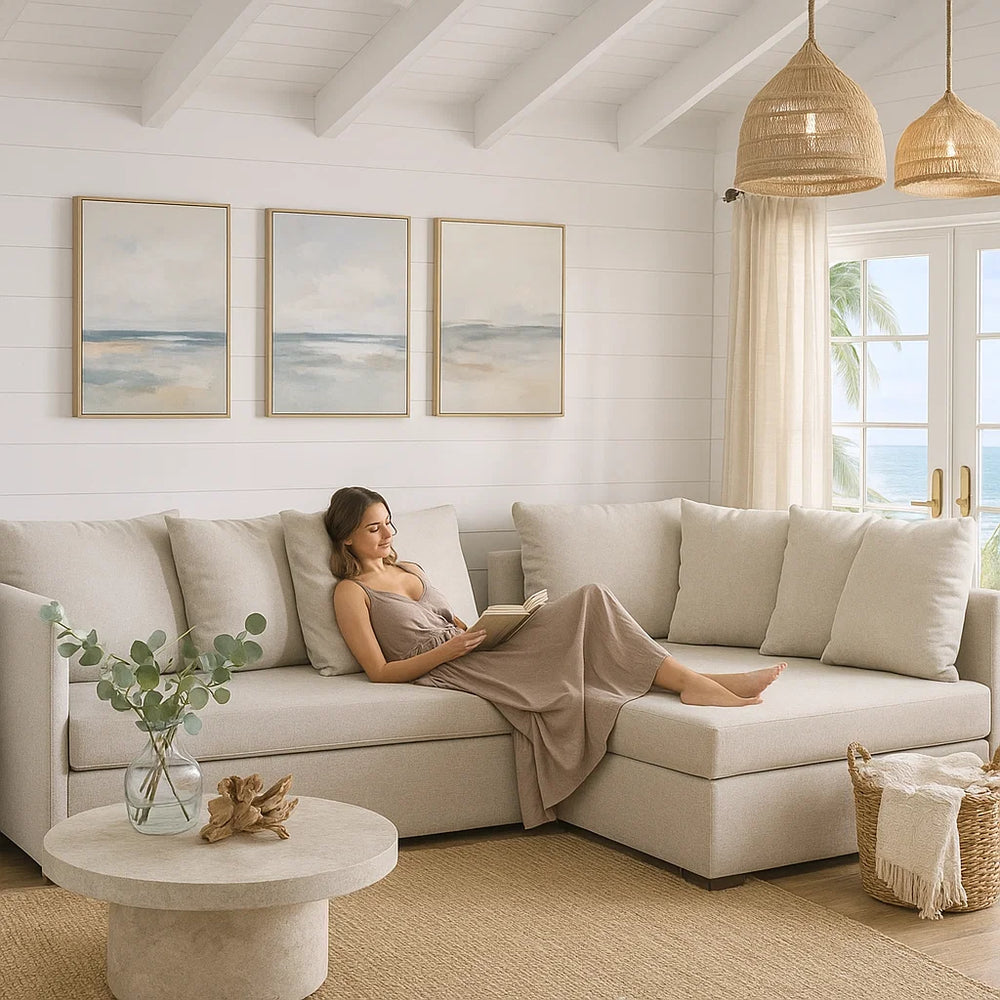 Glory  5-seat sofa-bed with chaise longue & middle table