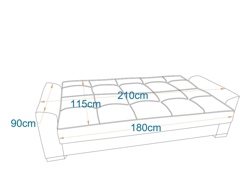 Dubai | 3-Seater Clic-Clac Sofa Bed | 3-Position Turkish Mechanism