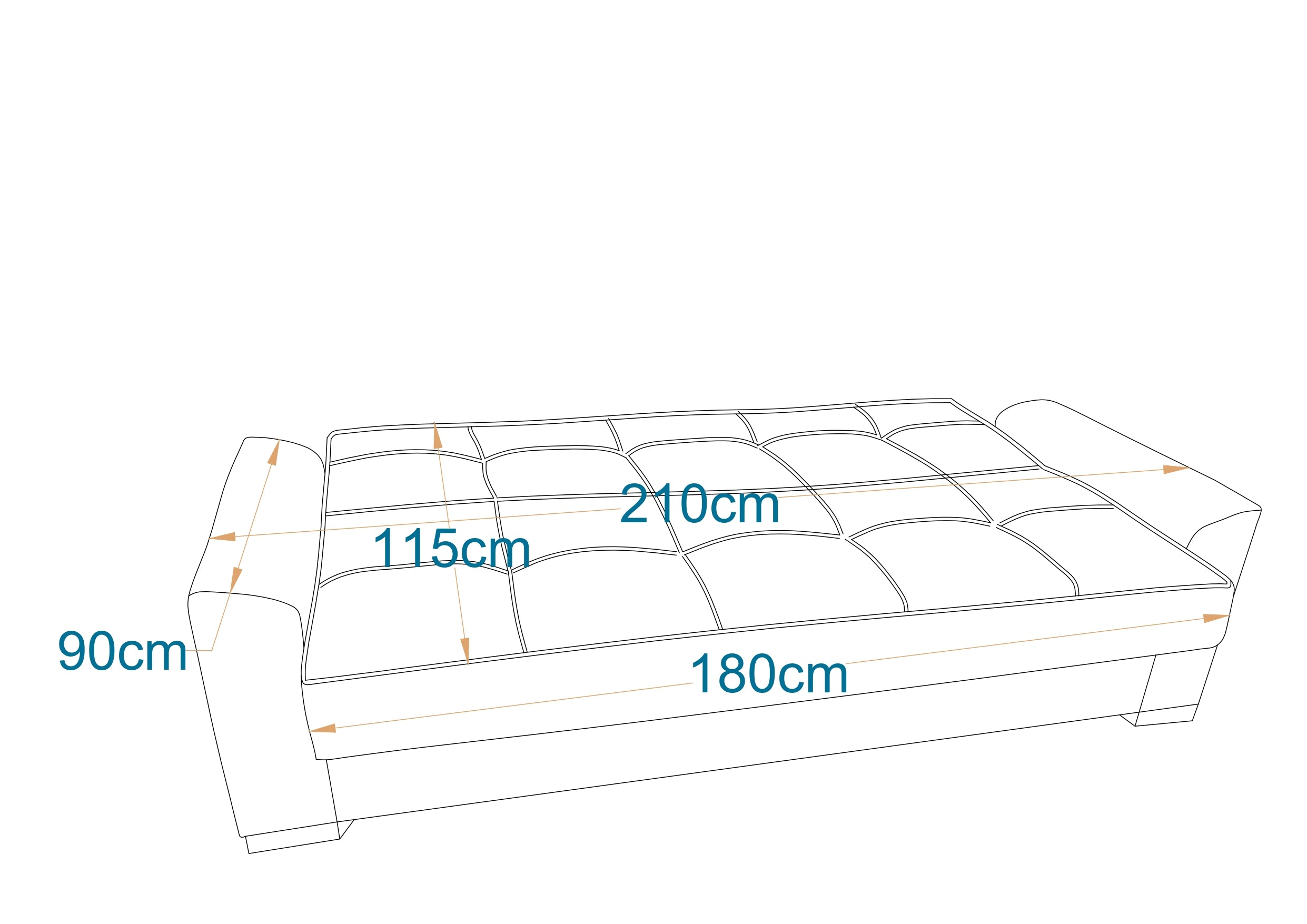 Dubai | 3-Seater Clic-Clac Sofa Bed | 3-Position Turkish Mechanism