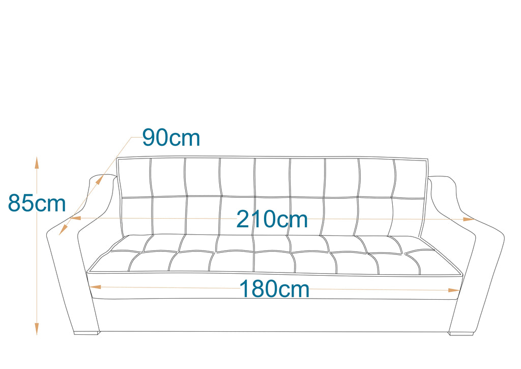 York | 3-Seater Clic-Clac Sofa Bed | 3-Position Turkish Mechanism