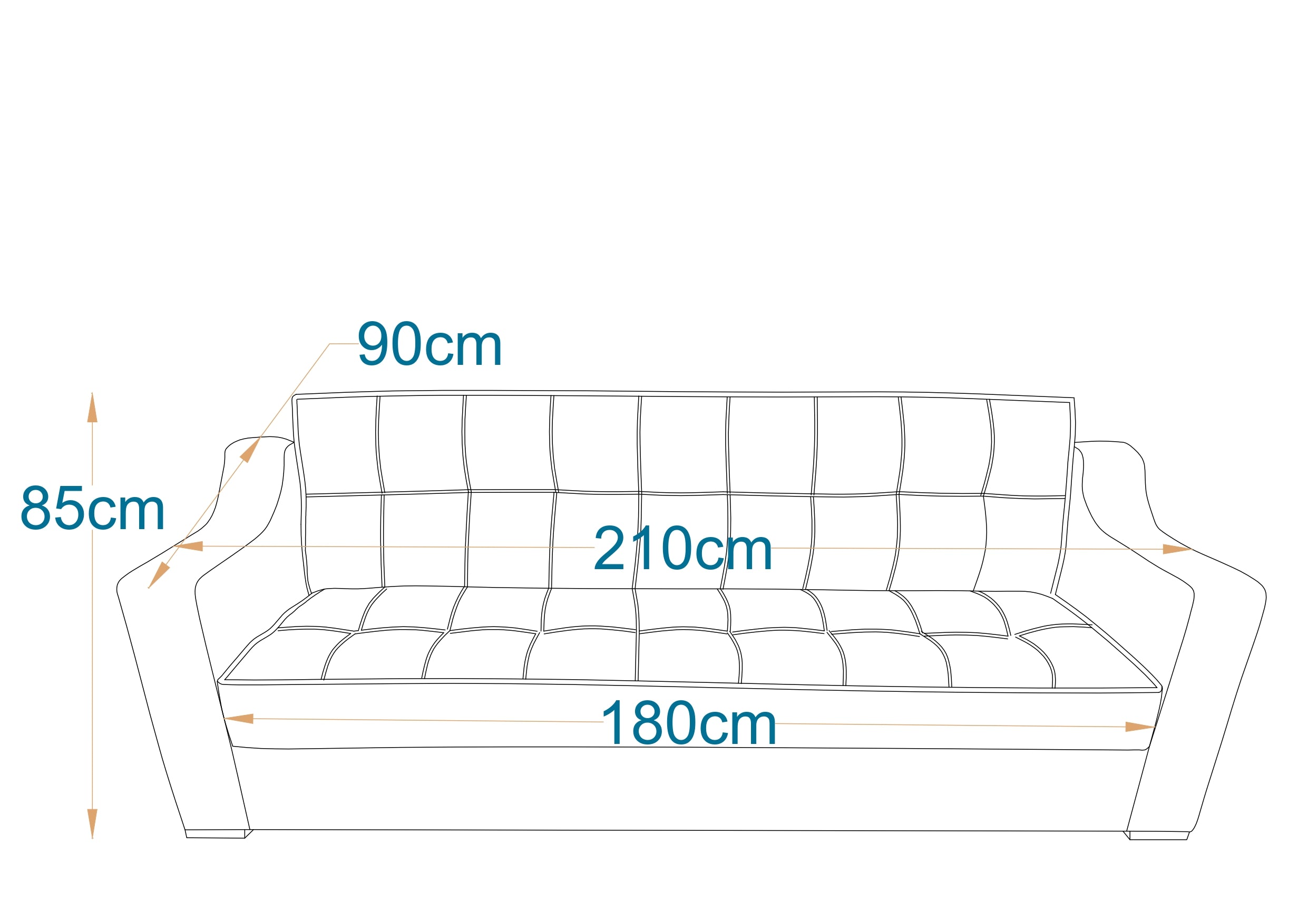 York | 3-Seater Clic-Clac Sofa Bed | 3-Position Turkish Mechanism