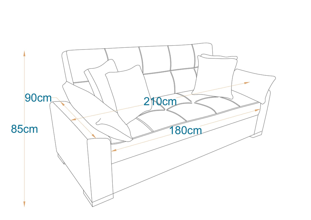 Dubai | 3-Seater Clic-Clac Sofa Bed | 3-Position Turkish Mechanism