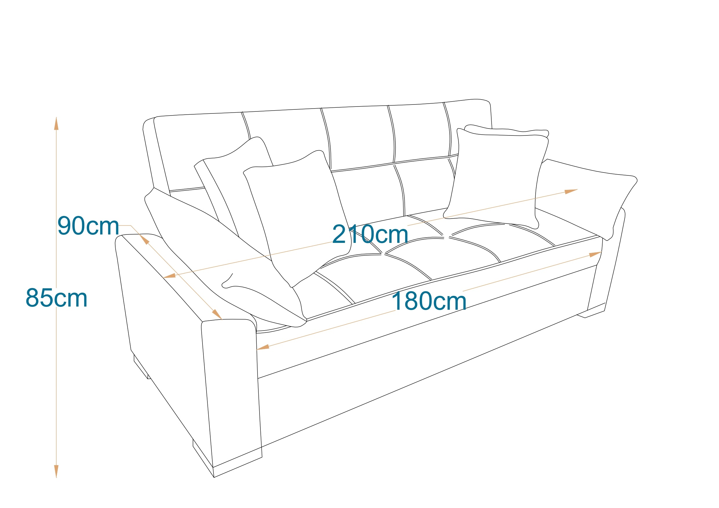 Dubai | 3-Seater Clic-Clac Sofa Bed | 3-Position Turkish Mechanism