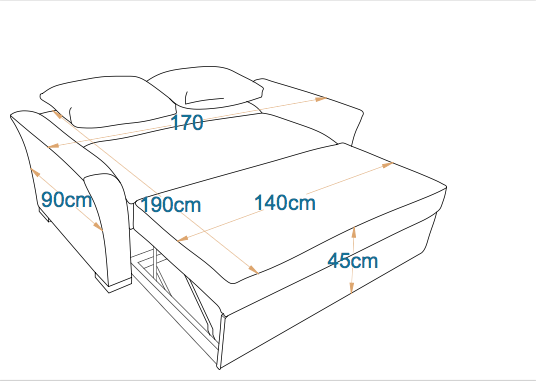 TORONTO I 2-Seater MANEX Pull-Out Sofa Bed