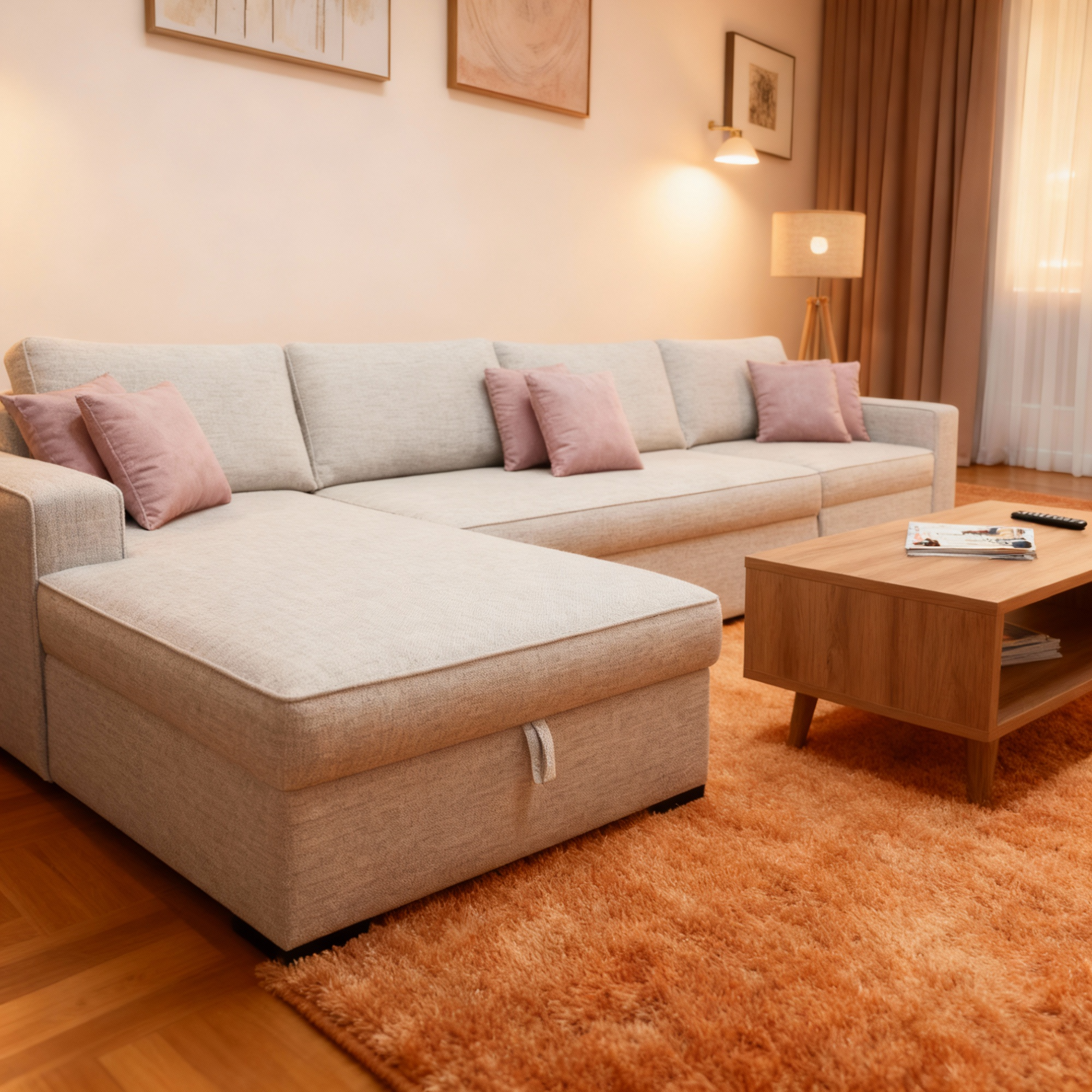 Room | 6-Seater L-Shape MANEX Pull-Out Sofa Bed (Turkish Mechanism)