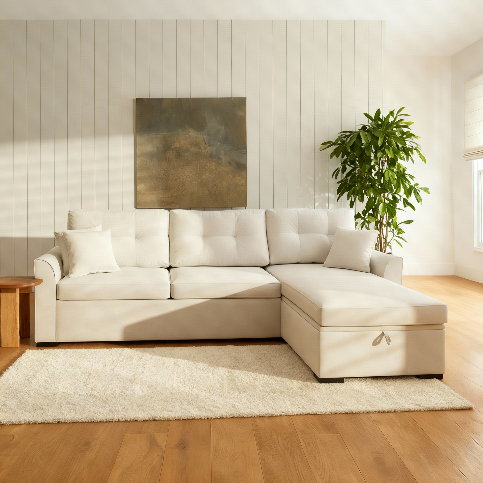 Tala | L-Shape 5-Seater Roll-Out Sofa Bed with Belgium Mechanism
