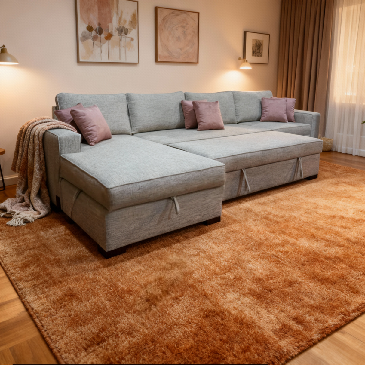 روم- ركنه سرير شكل حرف L