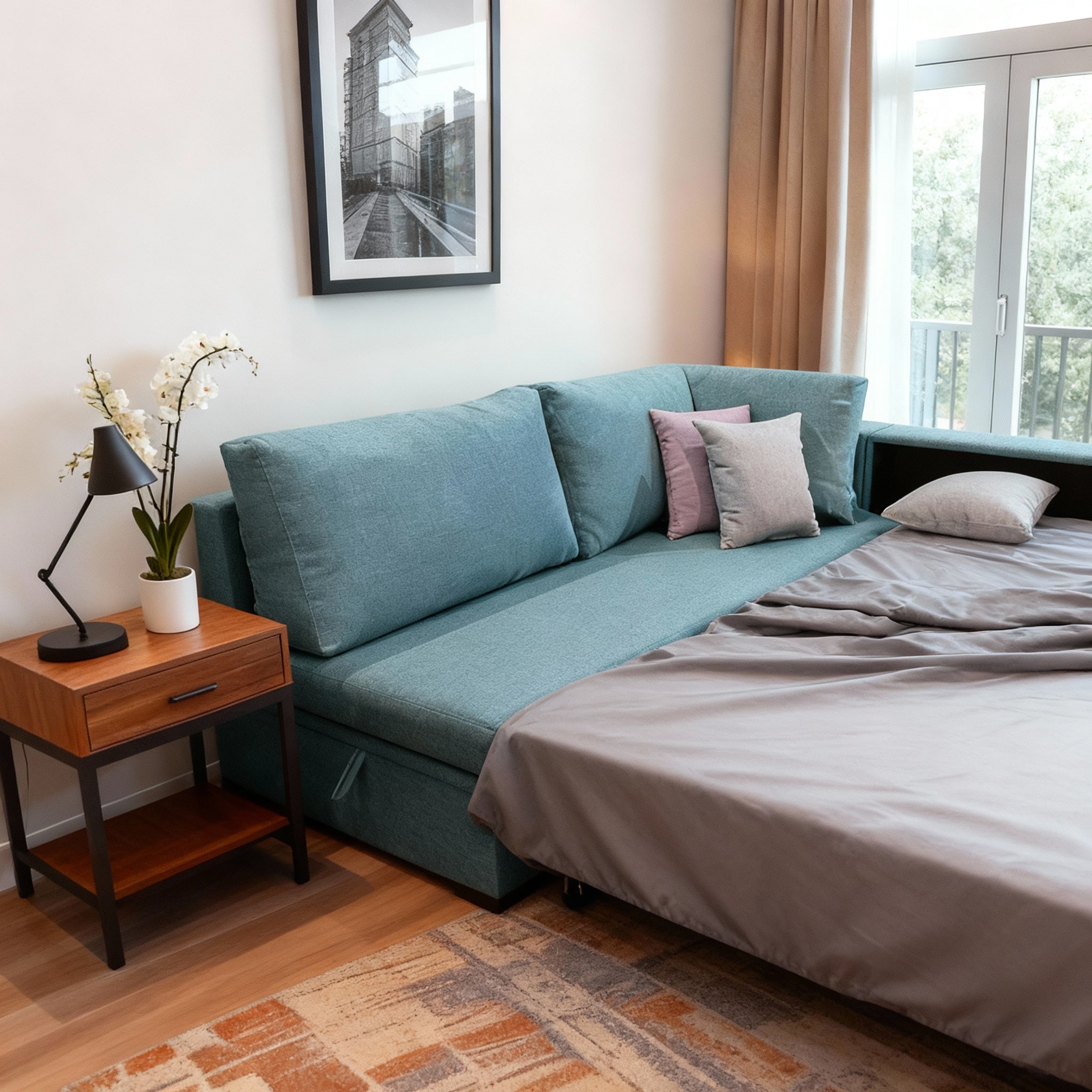 Oslo | L-Shape 5-Seater Roll-Out Sofa Bed with Belgium Mechanism