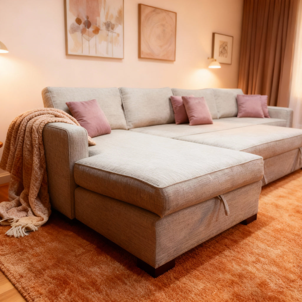 Room | 6-Seater L-Shape MANEX Pull-Out Sofa Bed (Turkish Mechanism)