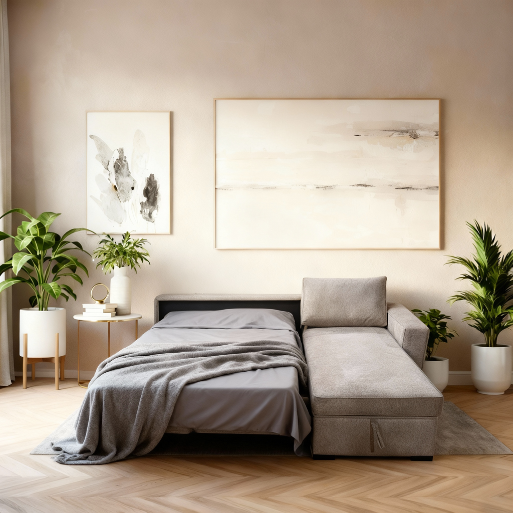 Nice | L-Shape 5-Seater Roll-Out Sofa Bed with Belgium Mechanism