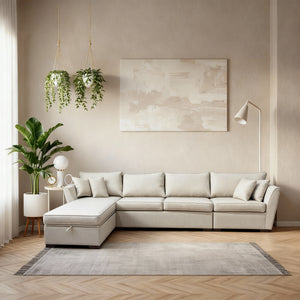 Leon | L-Shape 6-Seater 2-Fold Sofa Bed (Belgian Mechanism)