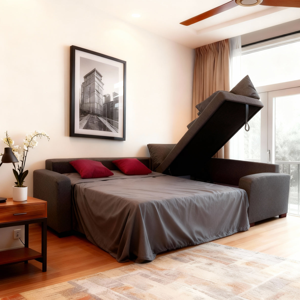 مونت- ركنه سرير شكل حرف L