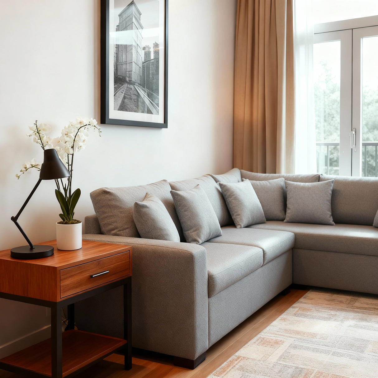 مونت- ركنه سرير شكل حرف L