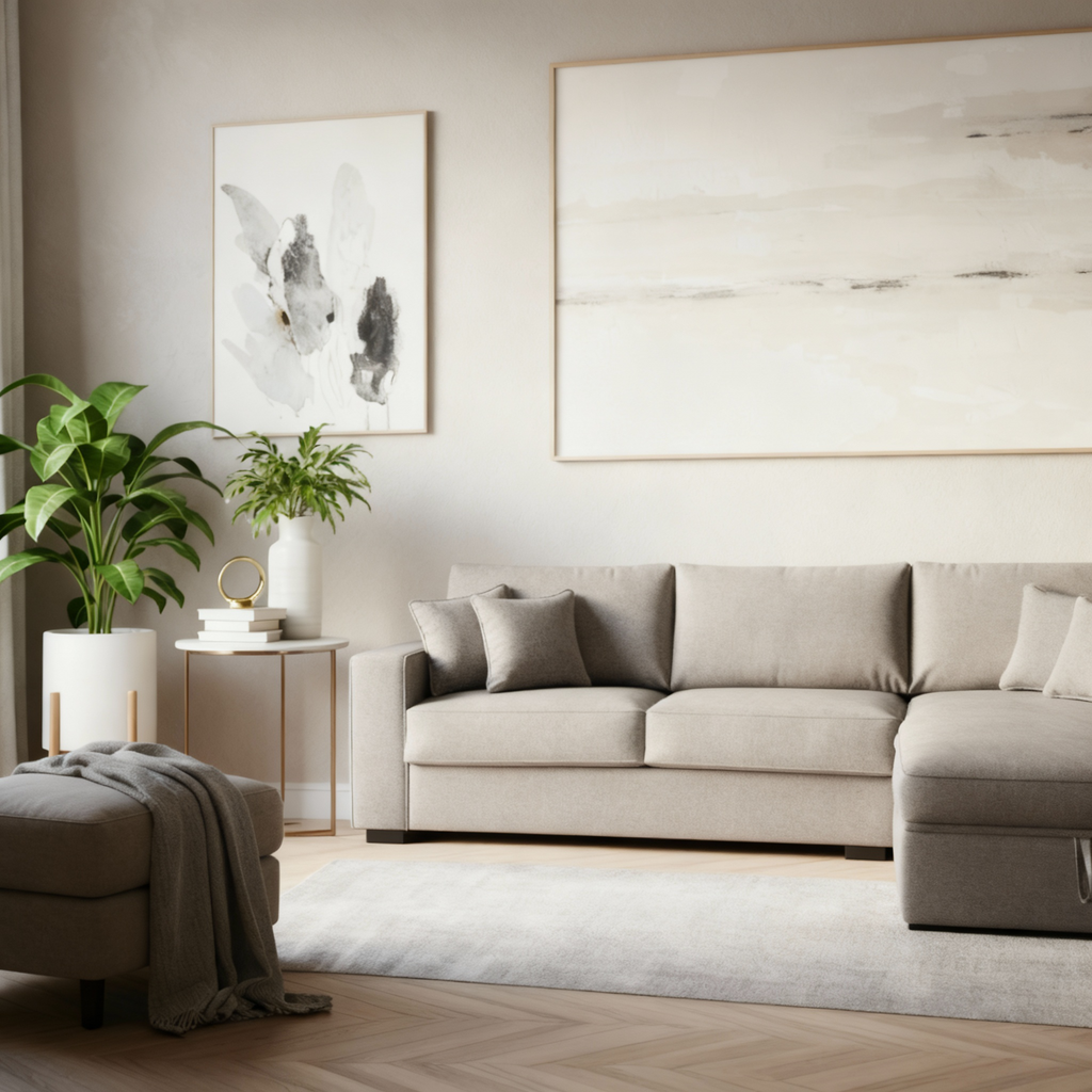 Nice | L-Shape 5-Seater Roll-Out Sofa Bed with Belgium Mechanism