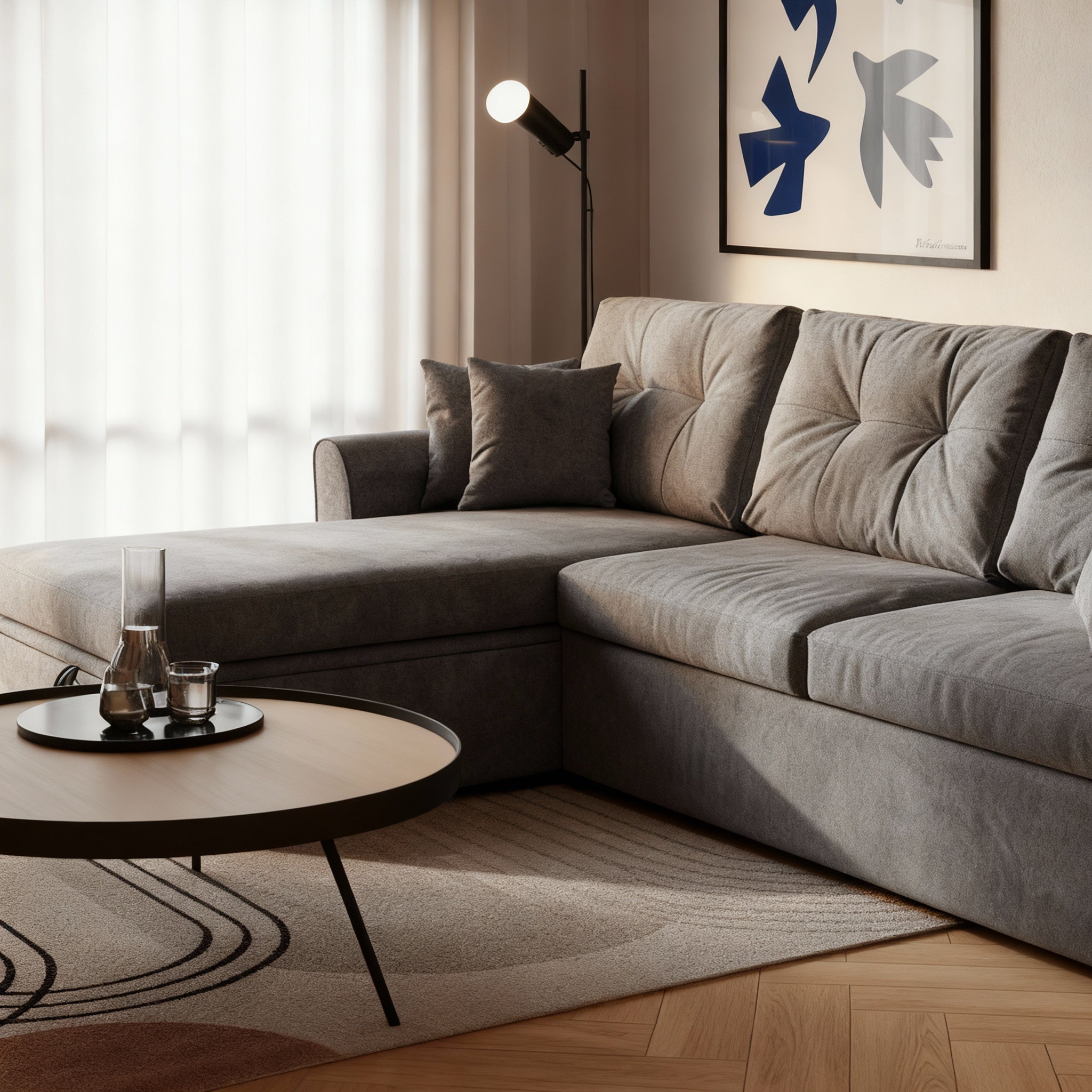 Lille | L-Shape 5-Seater Roll-Out Sofa Bed with Belgium Mechanism