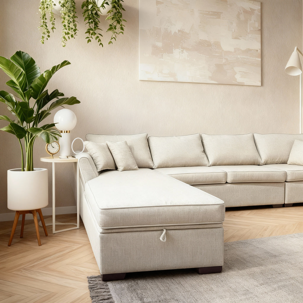 Leon | L-Shape 6-Seater 2-Fold Sofa Bed (Belgian Mechanism)