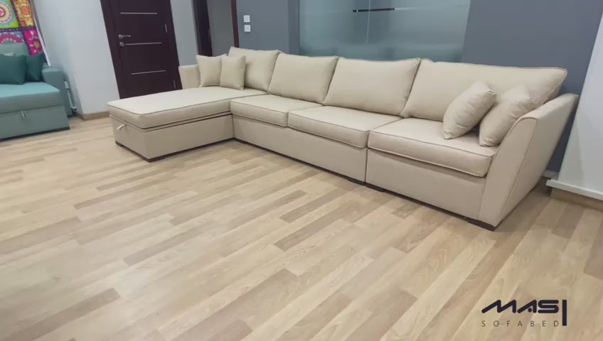Leon | L-Shape 6-Seater 2-Fold Sofa Bed (Belgian Mechanism)