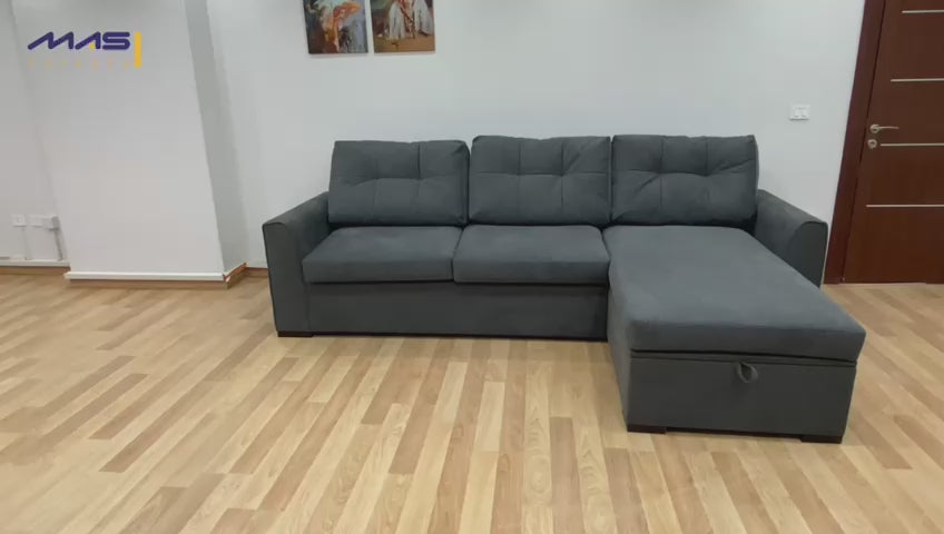 Lille | L-Shape 5-Seater Roll-Out Sofa Bed with Belgium Mechanism