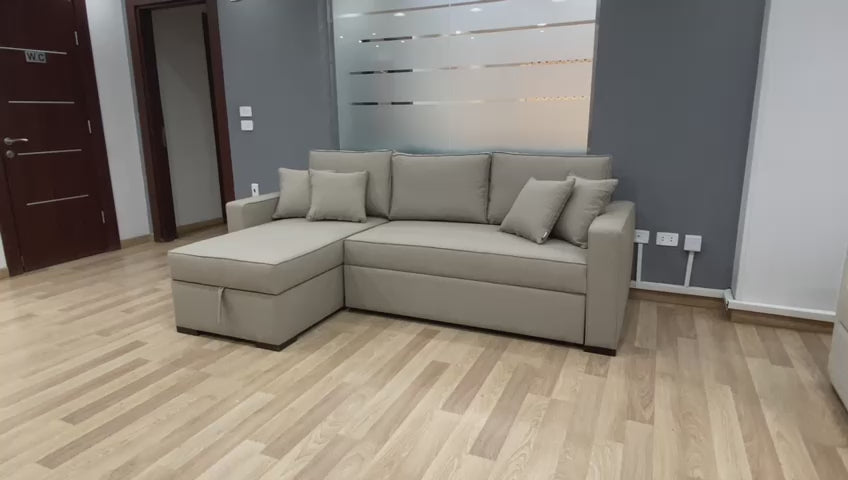 بامبو- ركنه سرير شكل حرف L