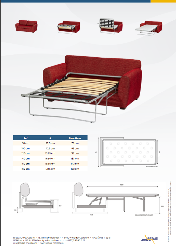 Elegance 2-Fold Sofa Bed | 2-Seater with Belgium Mechanism
