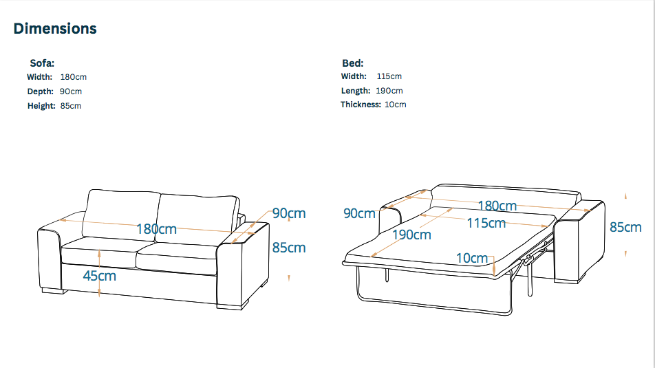 ARBON 2-Fold Sofa Bed | 2-Seater with Belgium Mechanism