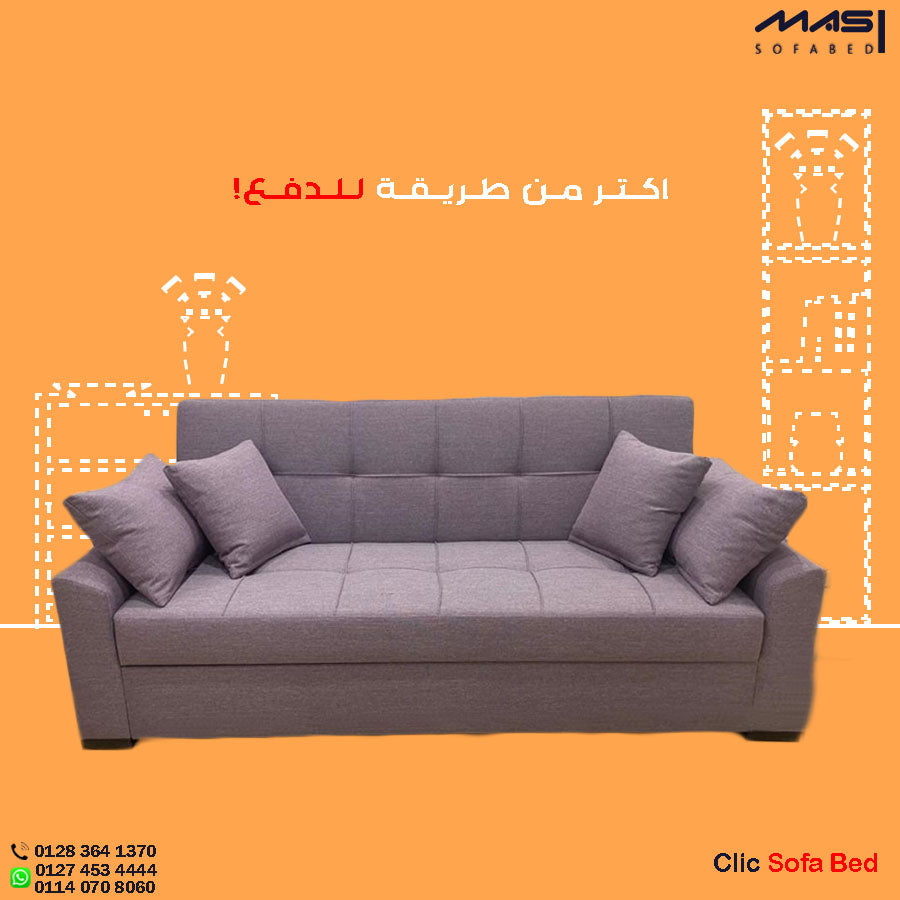 Dubai | 3-Seater Clic-Clac Sofa Bed | 3-Position Turkish Mechanism