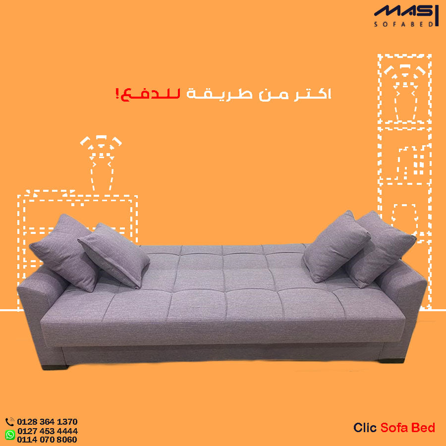 Dubai | 3-Seater Clic-Clac Sofa Bed | 3-Position Turkish Mechanism