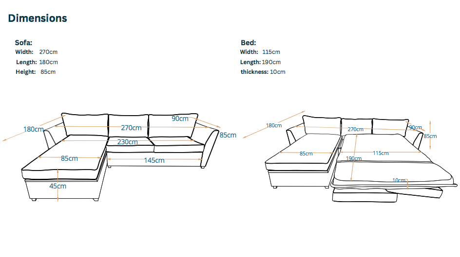 Lamego | L-Shape 6-Seater 2-Fold Sofa Bed (Belgian Mechanism)