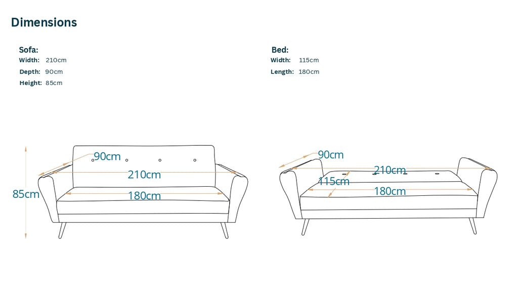 Atlanta | 3-Seater Clic-Clac Sofa Bed | 3-Position Turkish Mechanism